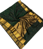 Green Handloom Chanderi Pure Katan Silk Saree - Luxurion World