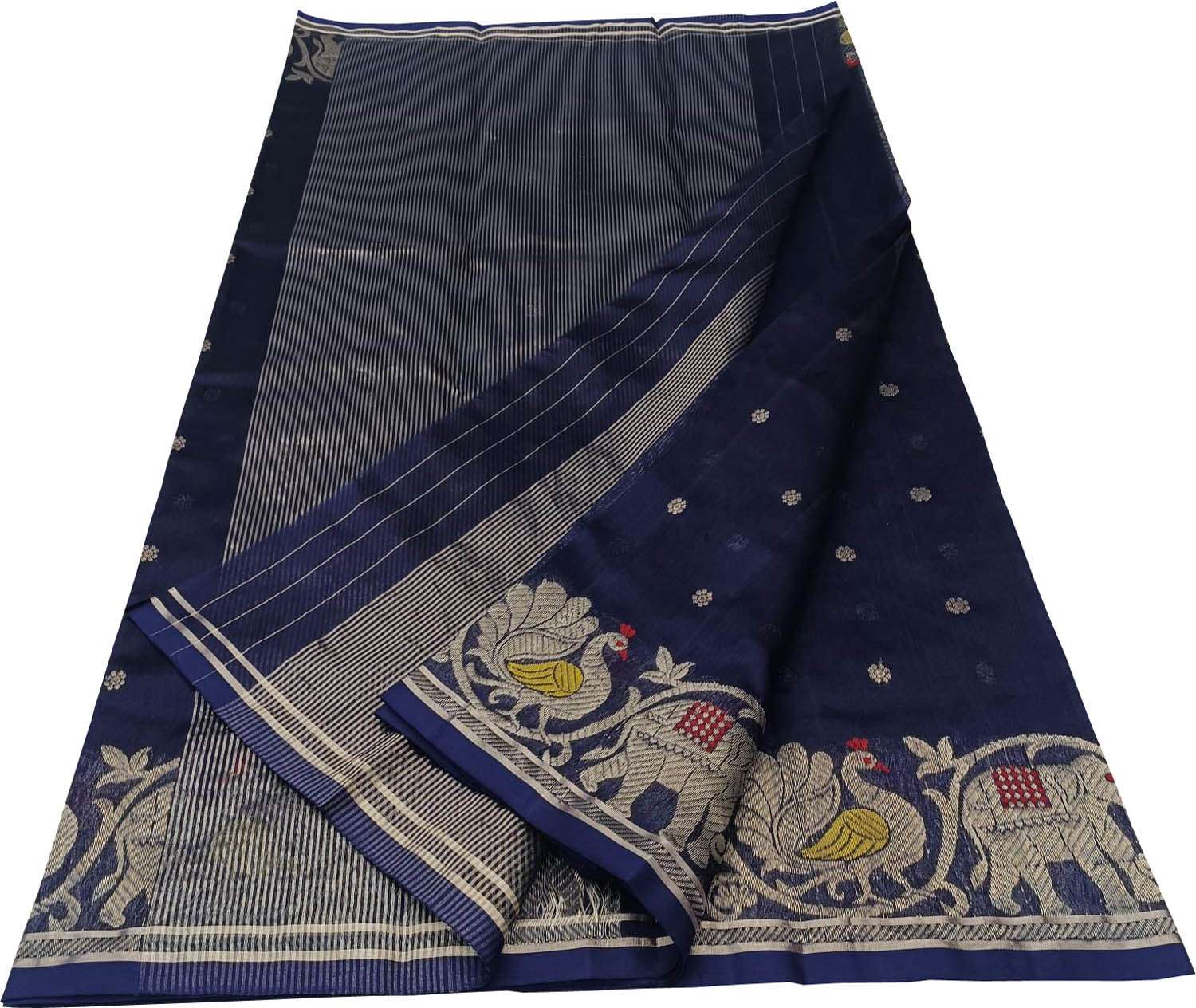 Exquisite Blue Handloom Chanderi Pure Katan Silk Saree - Luxurion World
