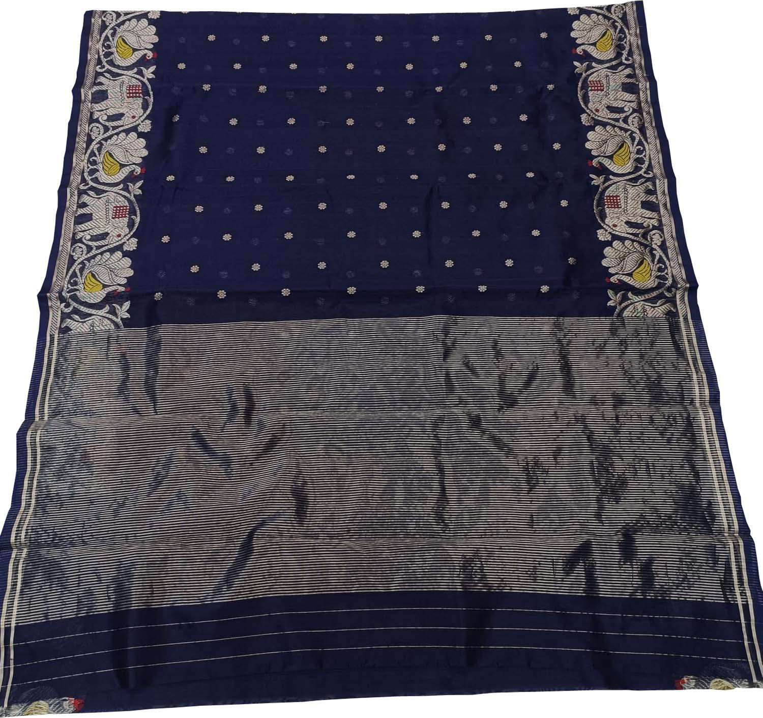 Exquisite Blue Handloom Chanderi Pure Katan Silk Saree - Luxurion World
