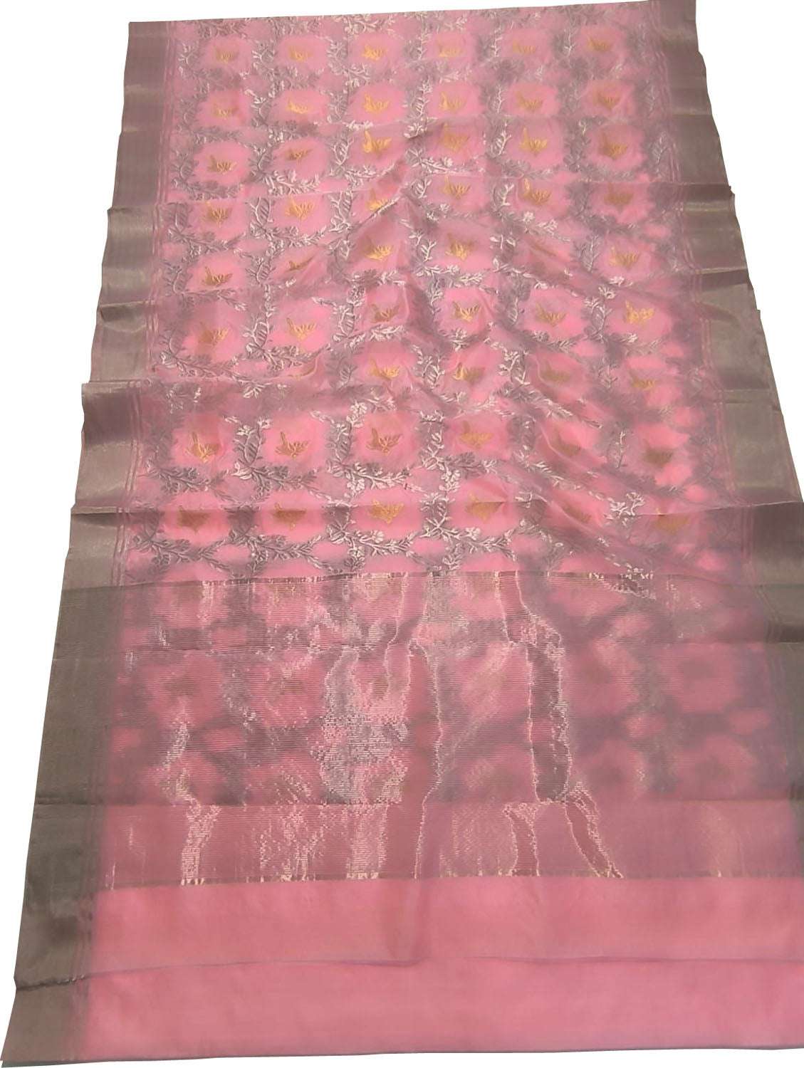 Beautiful Pink Handloom Chanderi Pure Katan Silk Saree - Luxurion World