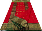 Red Handloom Chanderi Pure Katan Silk Saree - Luxurion World