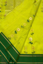 Green Handloom Chanderi Pure Katan Silk Saree - Luxurion World