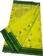 Green Handloom Chanderi Pure Katan Silk Saree - Luxurion World