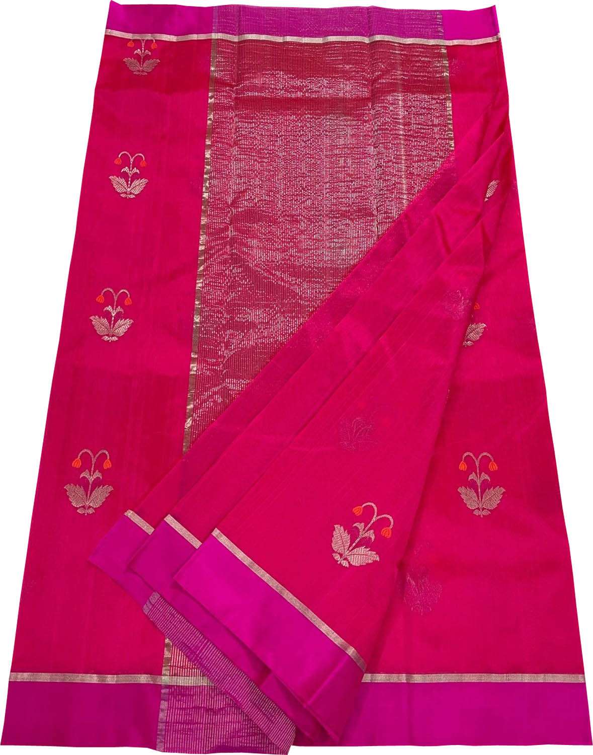 Beautiful Pink Handloom Chanderi Pure Katan Silk Saree - Luxurion World