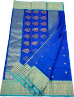 Blue Handloom Chanderi Pure Katan Silk Saree - Luxurion World