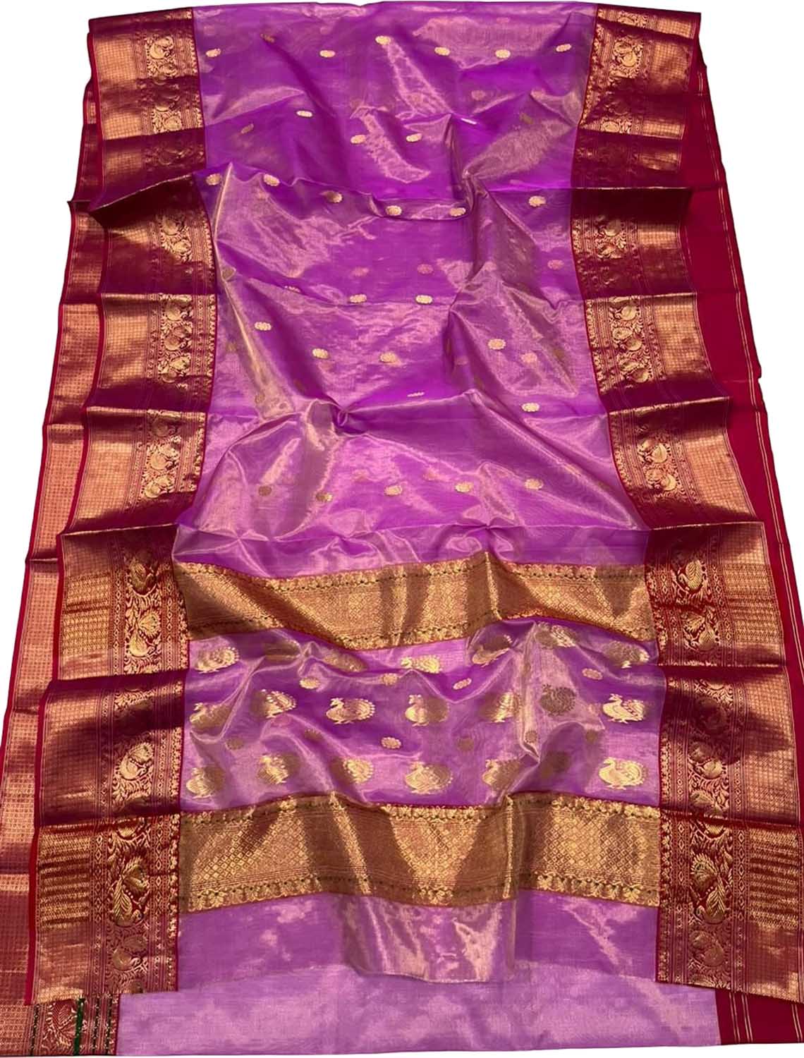 Pretty in Pink: Handloom Chanderi Pure Tissue Katan Silk Saree - Luxurion World