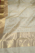 Golden Pure Pattu Silk Ek Naliya Handloom Chanderi Sona Roopa Saree - Luxurion World