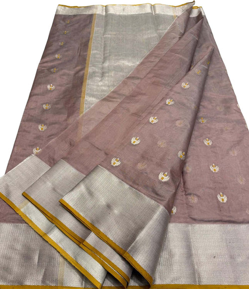 Exquisite Pink Pure Pattu Silk Ek Naliya Handloom Chanderi Saree - Luxurion World
