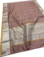 Exquisite Pink Pure Pattu Silk Ek Naliya Handloom Chanderi Saree - Luxurion World