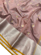 Exquisite Pink Pure Pattu Silk Ek Naliya Handloom Chanderi Saree - Luxurion World