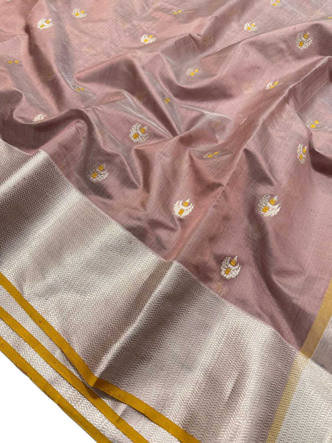 Exquisite Pink Pure Pattu Silk Ek Naliya Handloom Chanderi Saree - Luxurion World