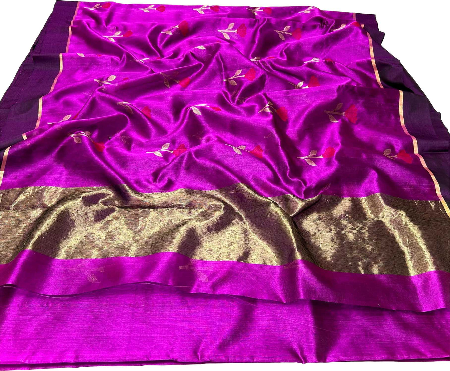 Exquisite Purple Chanderi Silk Meenakari Saree - Luxurion World