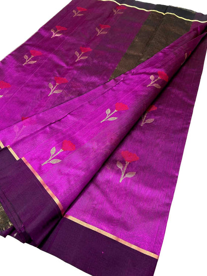 Exquisite Purple Chanderi Silk Meenakari Saree - Luxurion World
