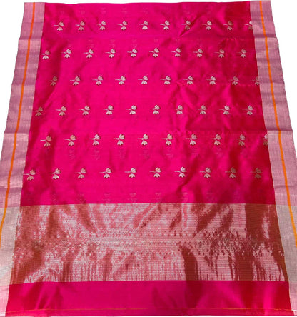 Exquisite Pink Chanderi Handloom Silk Meenakari Saree - Luxurion World