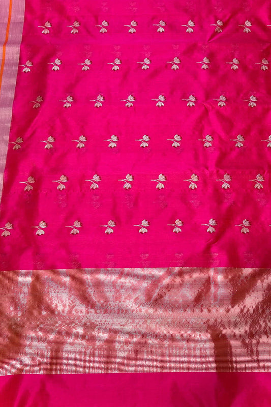 Exquisite Pink Chanderi Handloom Silk Meenakari Saree - Luxurion World