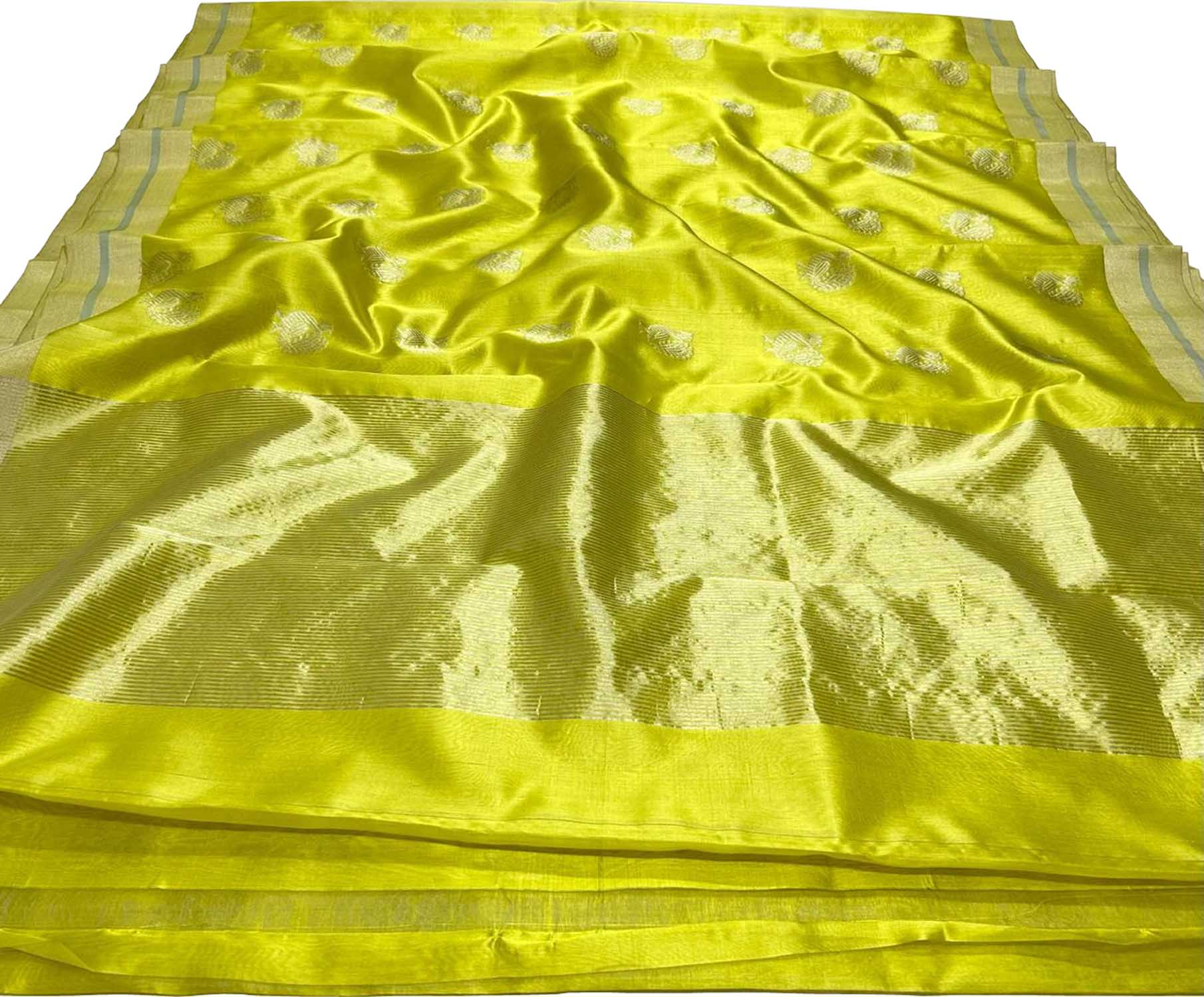 Green Chanderi Handloom Pure Pattu Silk Meenakari Saree - Luxurion World