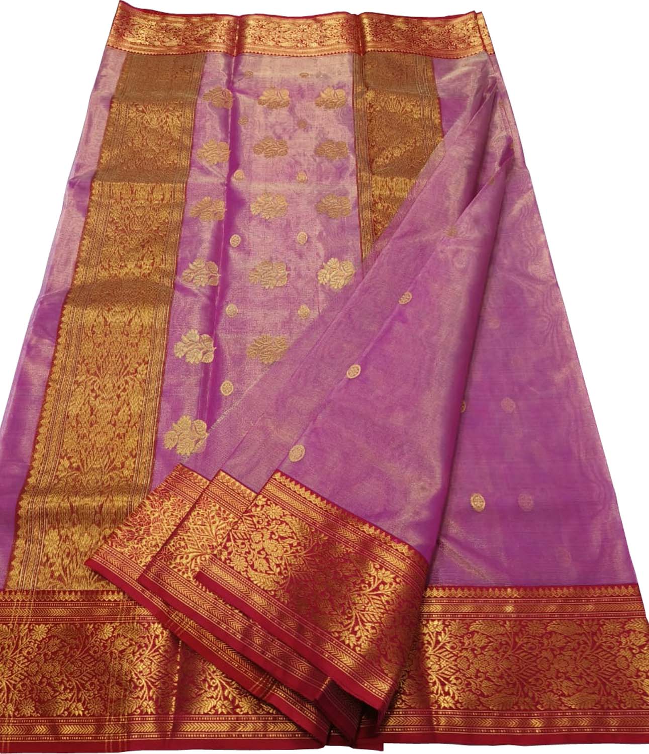 Pretty in Pink: Handloom Chanderi Tissue Katan Silk Saree - Luxurion World