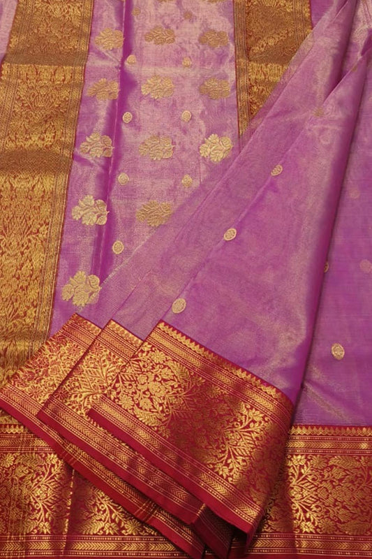 Pretty in Pink: Handloom Chanderi Tissue Katan Silk Saree - Luxurion World