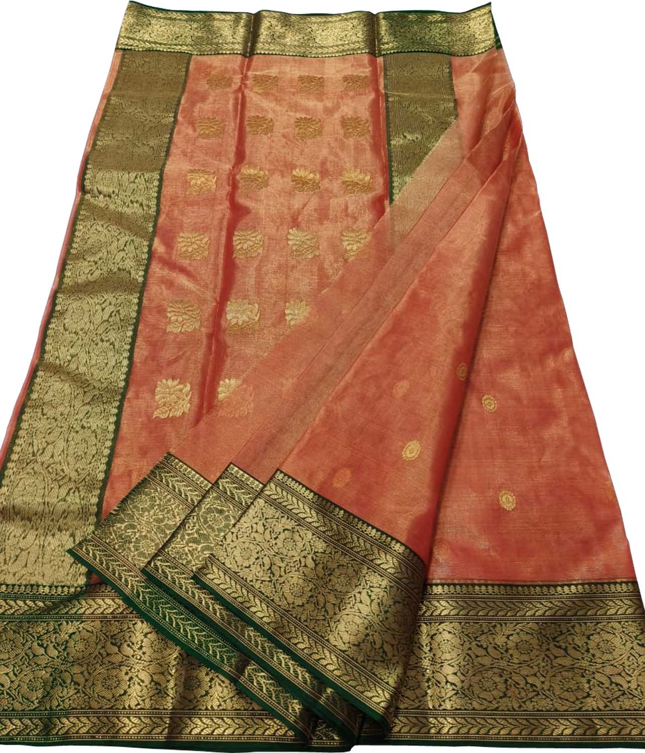 Elegant Orange Handloom Chanderi Silk Saree - Luxurion World
