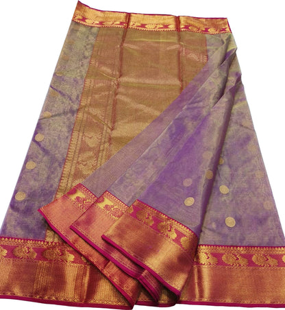 Elegant Purple Handloom Chanderi Silk Saree - Luxurion World