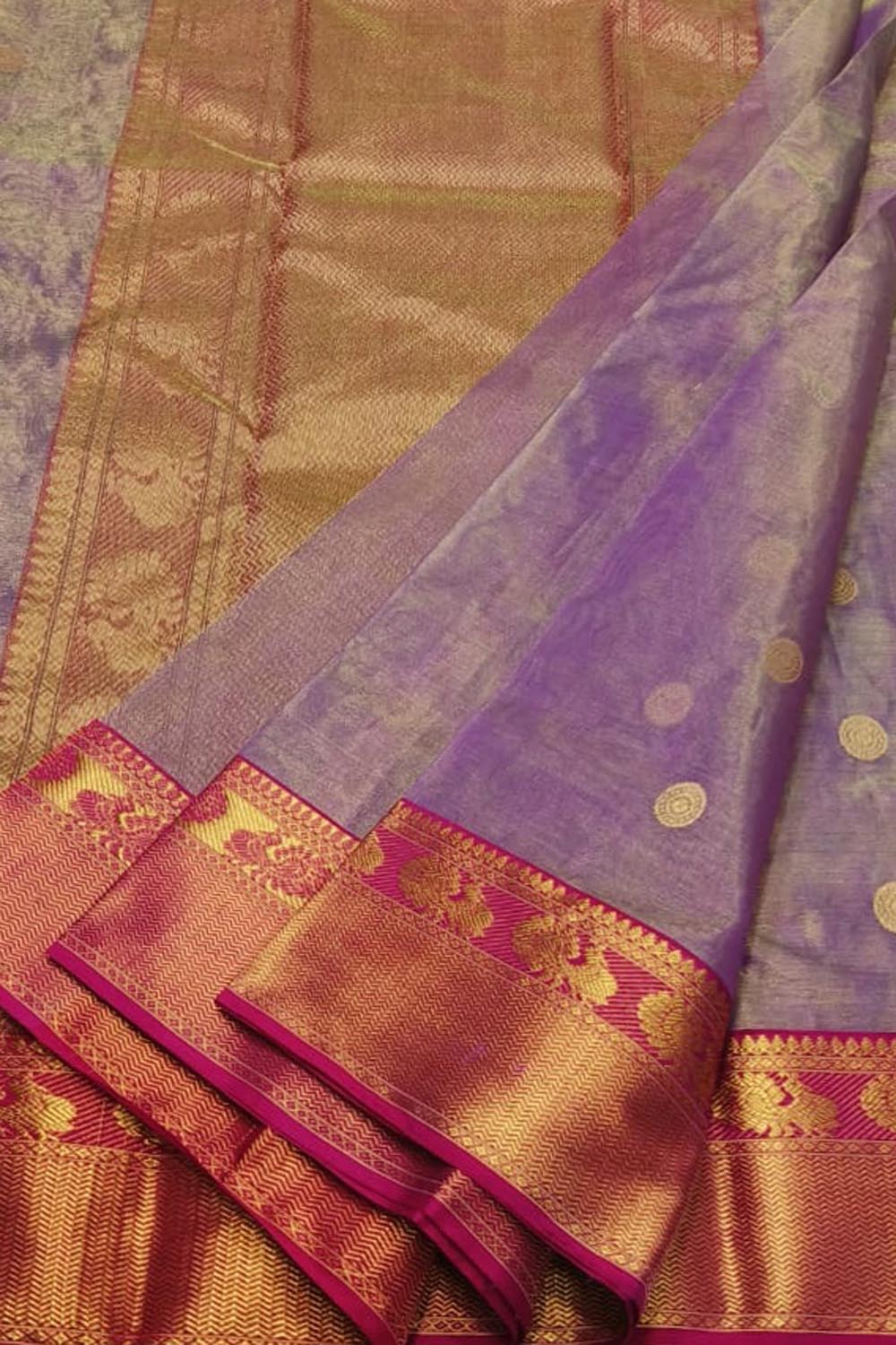 Elegant Purple Handloom Chanderi Silk Saree - Luxurion World