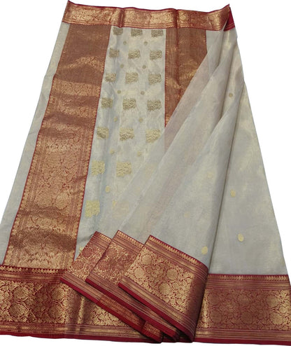 Elegant Off White Handloom Silk Saree - Luxurion World