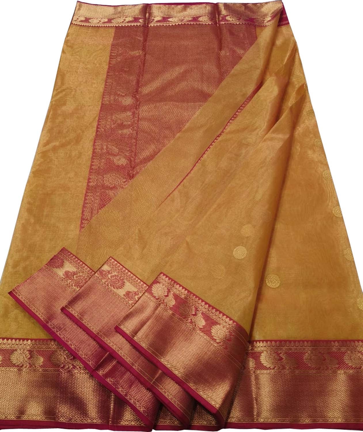 Orange Chanderi Tissue Silk Saree - Luxurion World