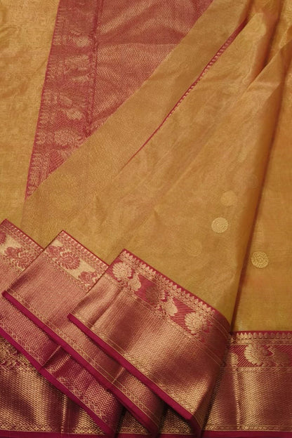 Orange Chanderi Tissue Silk Saree - Luxurion World