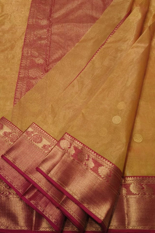 Orange Chanderi Tissue Silk Saree - Luxurion World