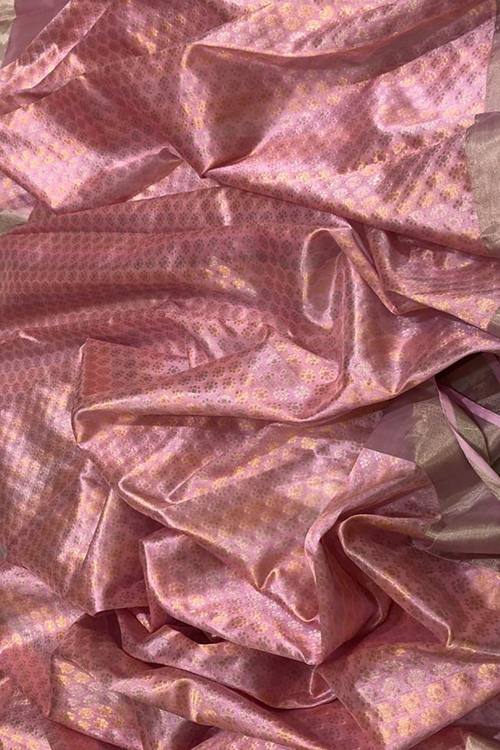 PS1C1MY226092601 Pink Chanderi Handloom Pure Silk Flower Design Saree