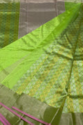 PS1C1MY226092602 Green Chanderi Handloom Pure Silk Saree