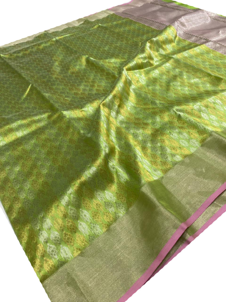 PS1C1MY226092602 Green Chanderi Handloom Pure Silk Saree