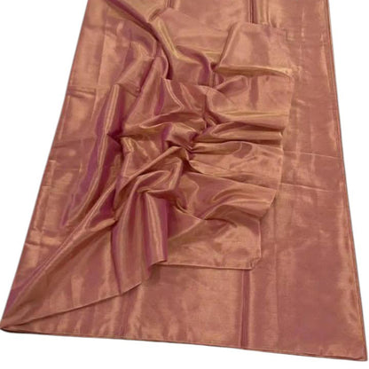 Beautiful Pink Chanderi Plain Handloom Pure Tissue Silk Saree - Luxurion World