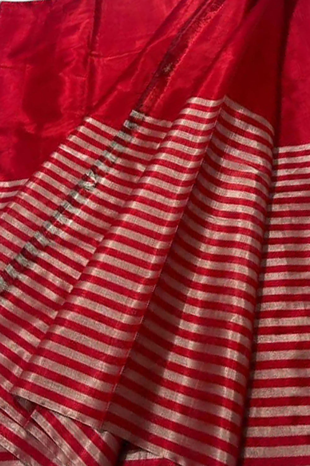 Stunning Red Chanderi Handloom Pure Tissue Silk Saree - Luxurion World