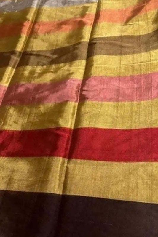 Exquisite Multicolor Chanderi Handloom Pure Tissue Silk Saree - Luxurion World