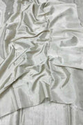 Silver Chanderi Handloom Pure Tissue Silk Saree - Luxurion World