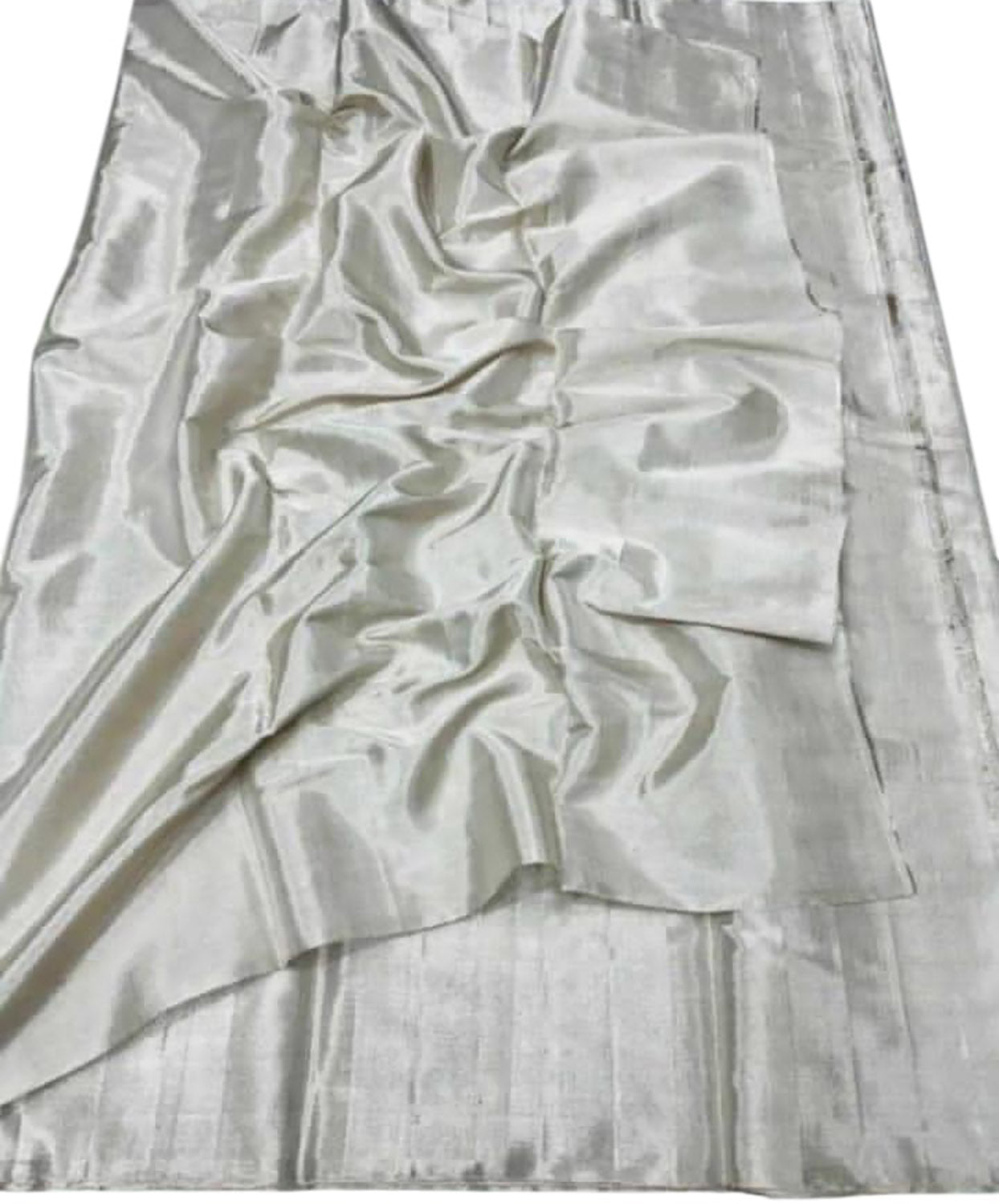 Silver Chanderi Handloom Pure Tissue Silk Saree - Luxurion World