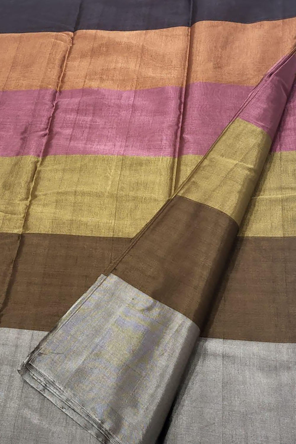 Multicolor Chanderi Handloom Pure Tissue Silk Saree - Luxurion World