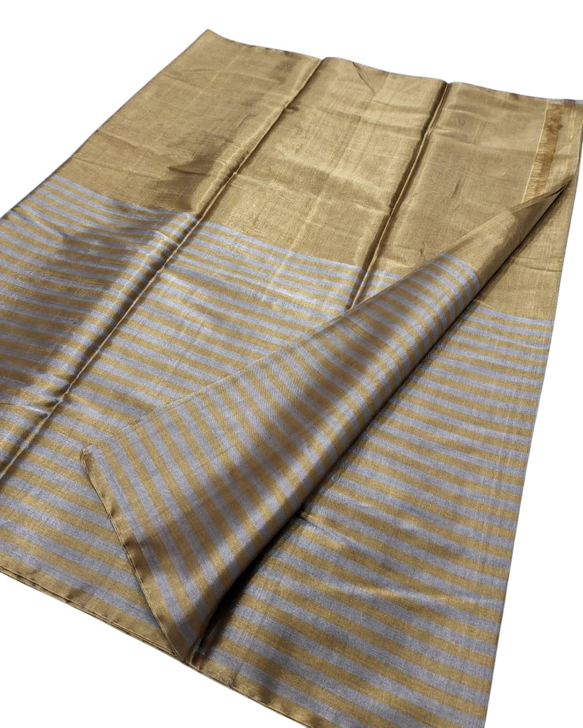 Golden Chanderi Handloom Pure Tissue Silk Saree - Luxurion World