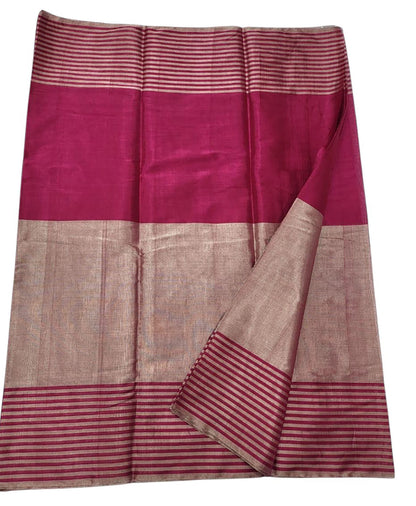 Exquisite Pink Chanderi Handloom Pure Tissue Silk Saree - Luxurion World