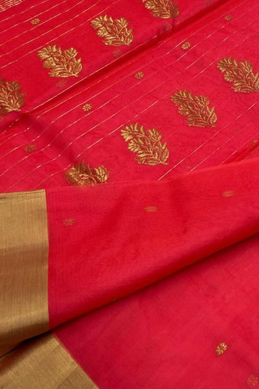 Beautiful Pink Handloom Chanderi Silk Saree - Luxurion World