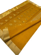 Yellow Handloom Chanderi Pure Katan Silk Saree - Luxurion World