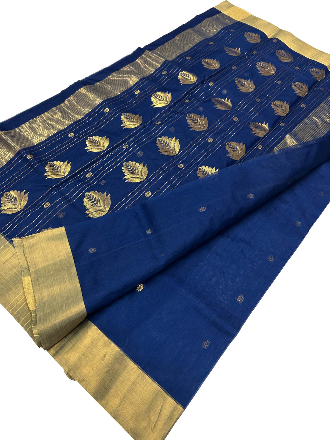 Blue Handloom Chanderi Pure Katan Silk Saree - Luxurion World