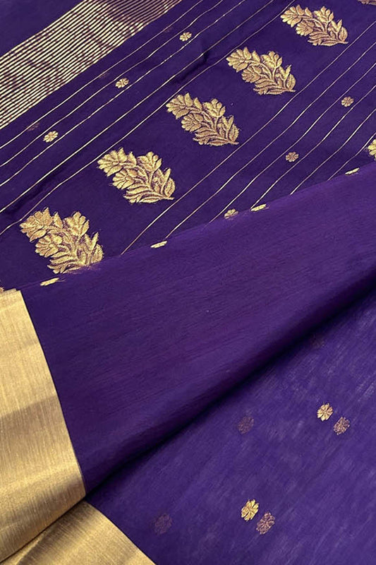 Exquisite Purple Handloom Chanderi Silk Saree - Luxurion World