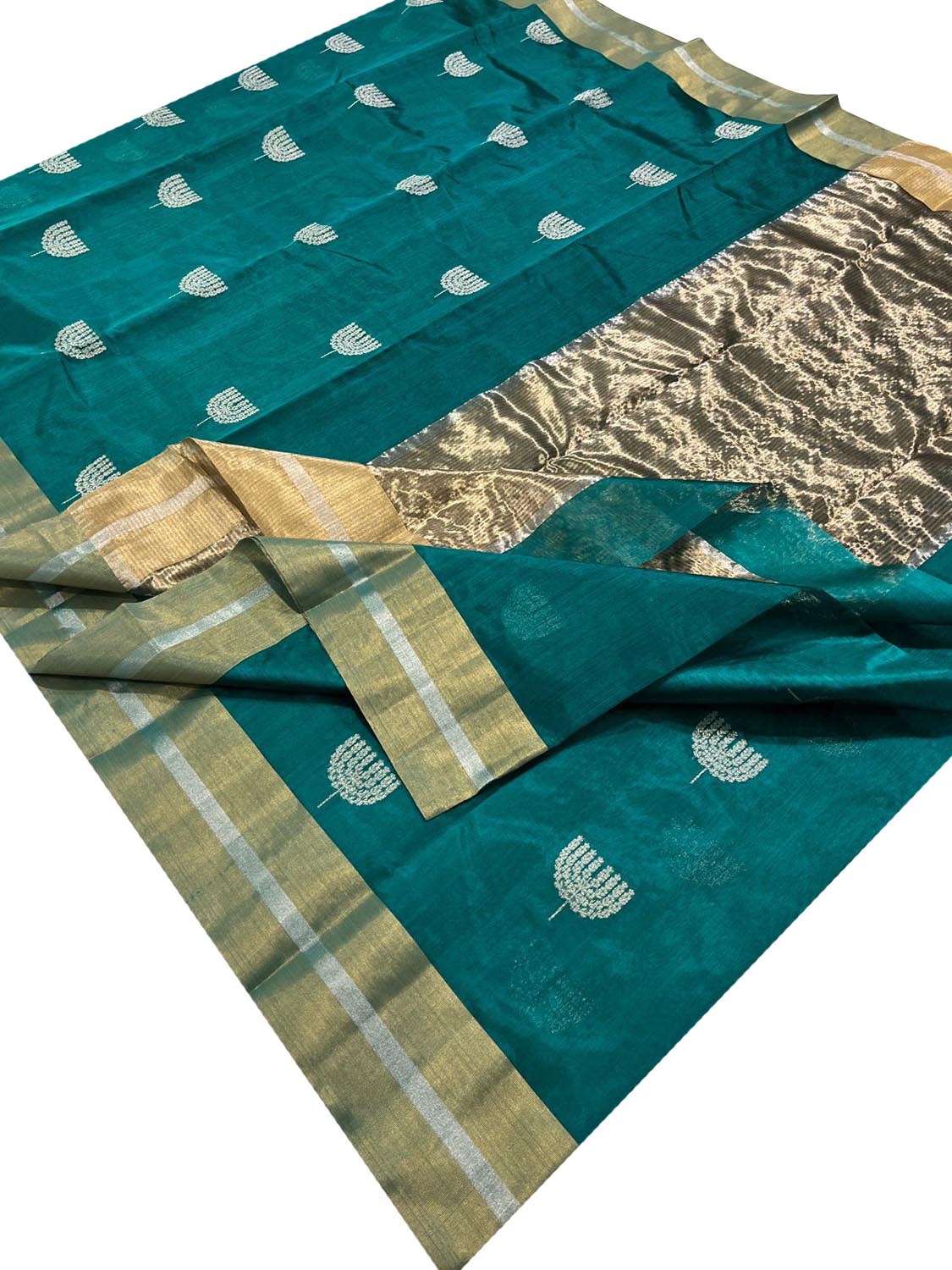 Blue Chanderi Handloom Pure Katan Silk Saree - Luxurion World