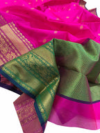 Stunning Pink Chanderi Handloom Silk Saree - Luxurion World