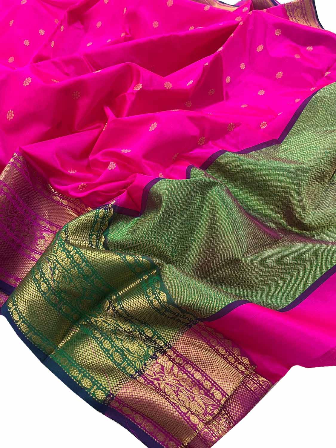 Stunning Pink Chanderi Handloom Silk Saree - Luxurion World