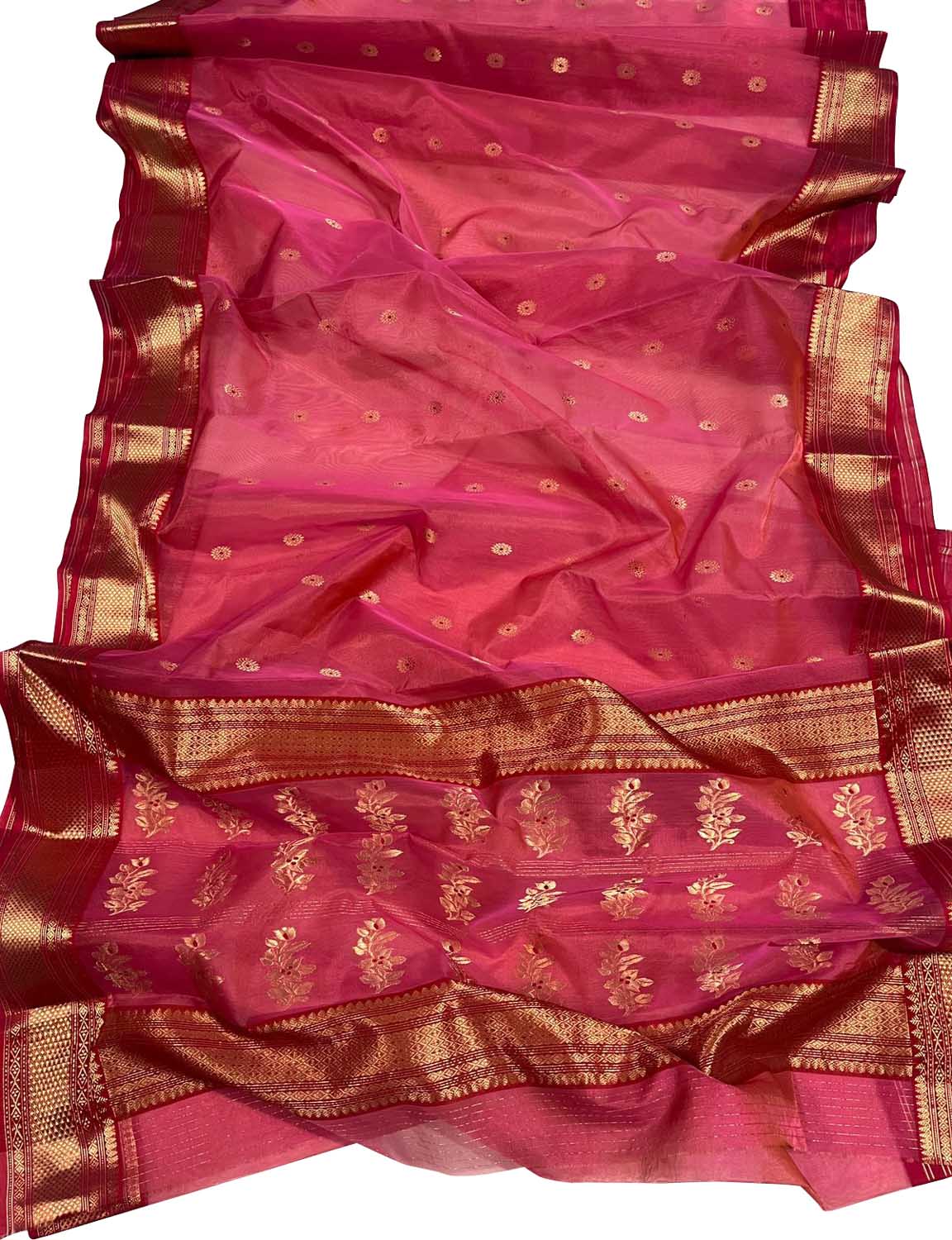 Elegant Pink Chanderi Handloom Silk Saree - Luxurion World
