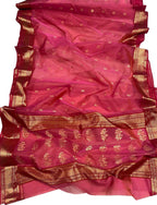 Elegant Pink Chanderi Handloom Silk Saree - Luxurion World
