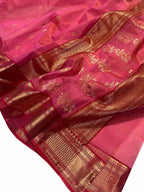 Elegant Pink Chanderi Handloom Silk Saree - Luxurion World